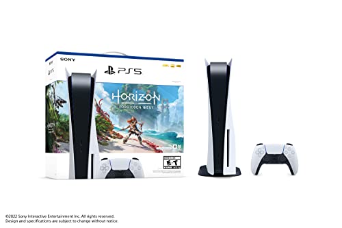 Sony PlayStation 5 Console, 825GB With Accessories Disc Edition - Horizon Zero West Bundle - White (Certified Refurbished)