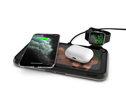 ZENS Liberty 16 Coil Dual Wireless Charging Pad with Glass Surface - Clear Black (Pre-Owned)
