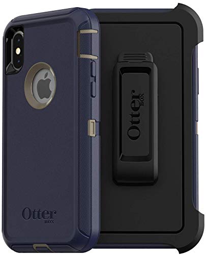 OtterBox DEFENDER SERIES Case & Holster for iPhone X / XS (ONLY) - Dark Lake Blue (Certified Refurbished)