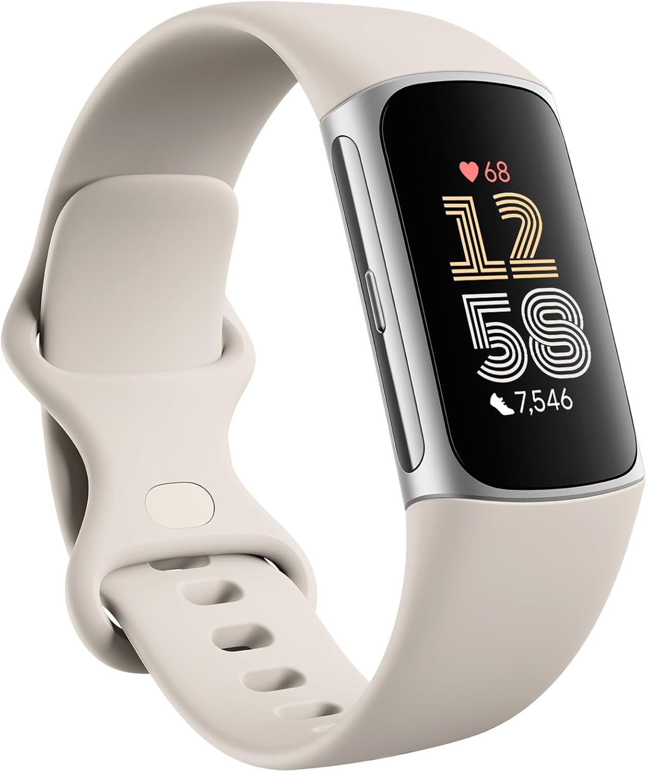 Fitbit Charge 6 Advanced Fitness & Health Tracker - Porcelain/Silver (Renewed)