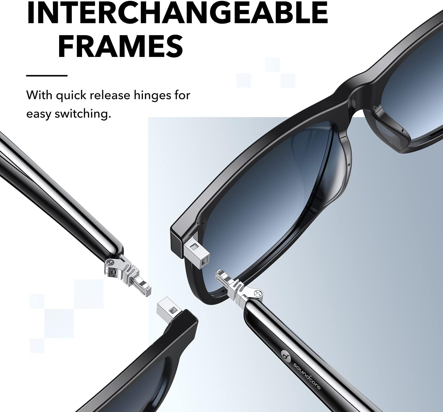 Soundcore by Anker, Frames Wander Bluetooth Audio Smart Glasses - Black (Certified Refurbished)