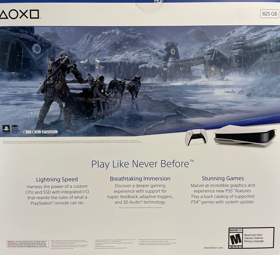 Sony PlayStation 5 Console, 825GB - God of War Ragnarök Bundle