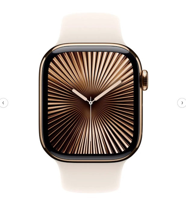 Apple Watch Series 10 (GPS+LTE) 42MM Gold Titanium Case Starlight Sport Band (Pre-Owned)