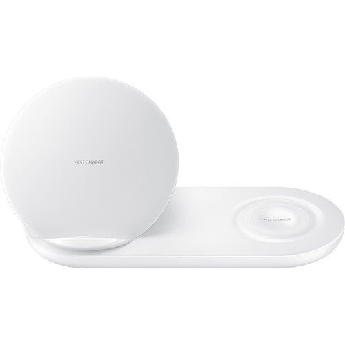 Samsung Wireless Charger Duo Fast Charge Stand & Pad with Wall Charger - White (Renewed)