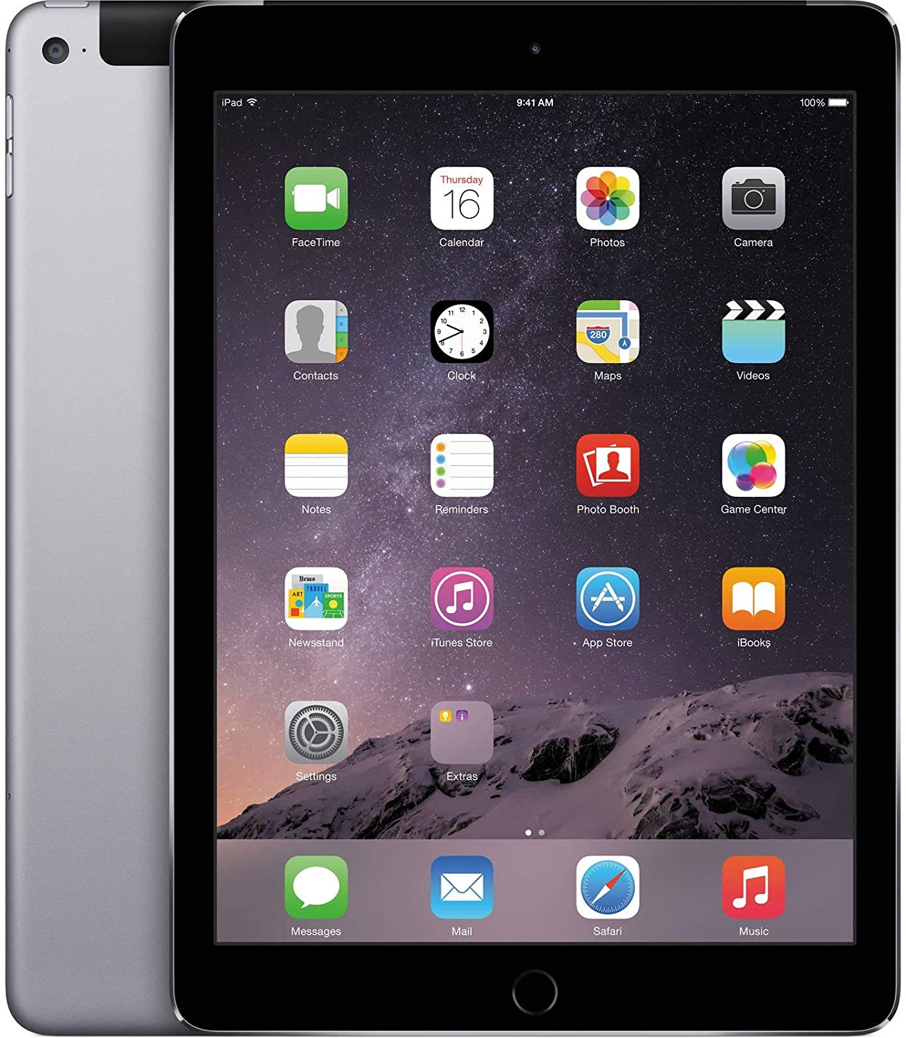 Apple iPad Air 2nd Gen, 9.7-inch, 16GB, WIFI + Cellular Unlocked - Space Gray (Certified Refurbished)