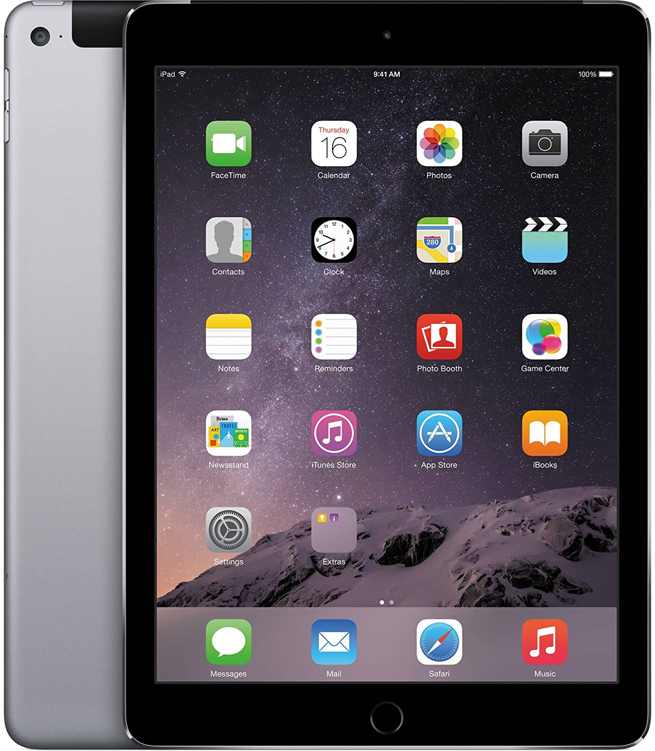 Apple iPad Air 2nd Generation, 128GB, WIFI + Unlocked All Carriers - Space Gray (Renewed)