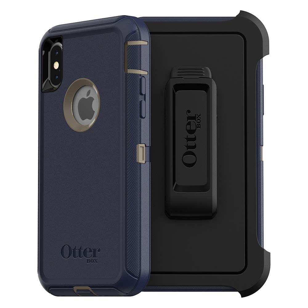 OtterBox DEFENDER SERIES Case &amp; Holster for iPhone X / XS (ONLY) - Dark Lake Blue (Certified Refurbished)