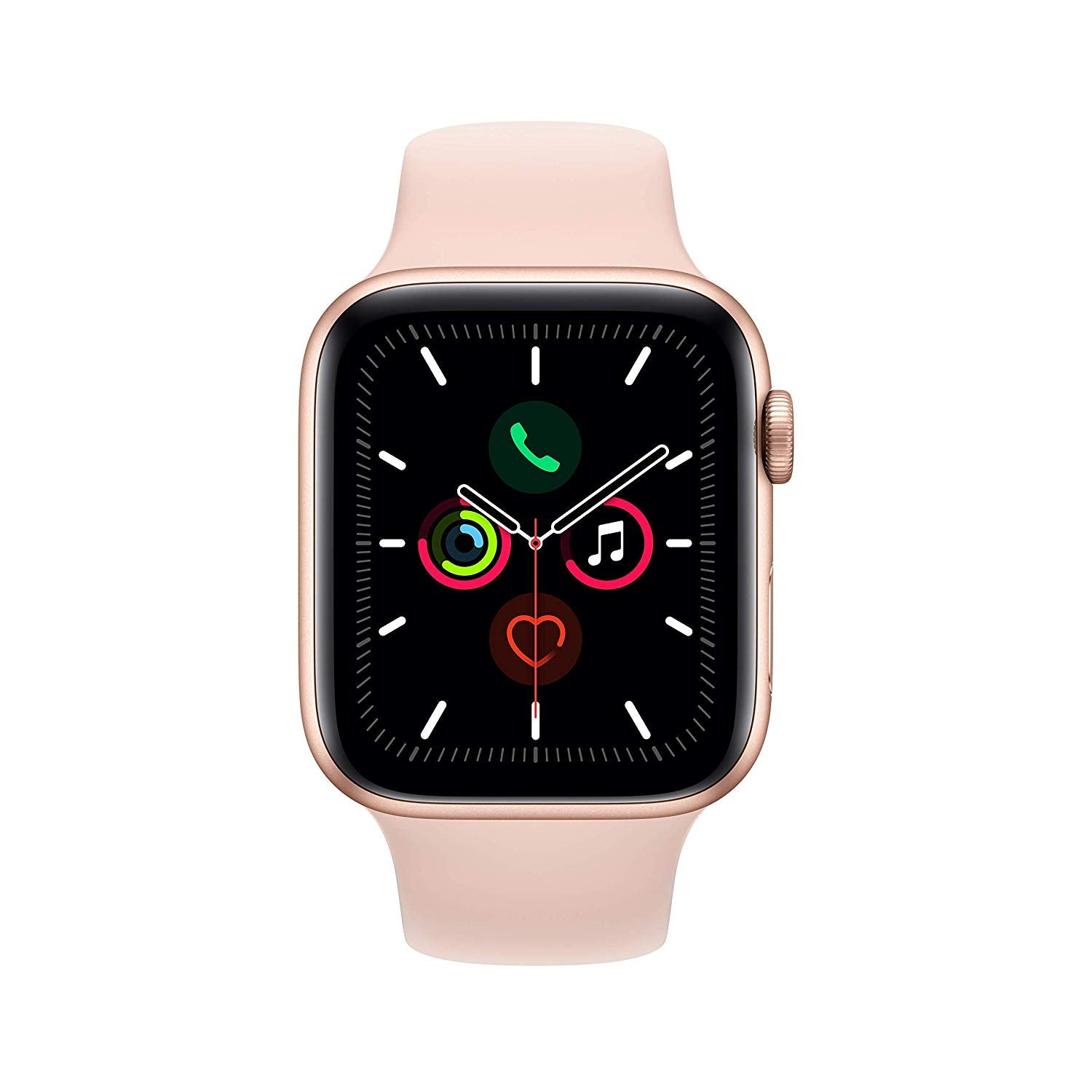 Apple Watch Series 5 GPS w/ 44MM Gold Aluminum Case & Pink Sand Sport Band (Renewed)