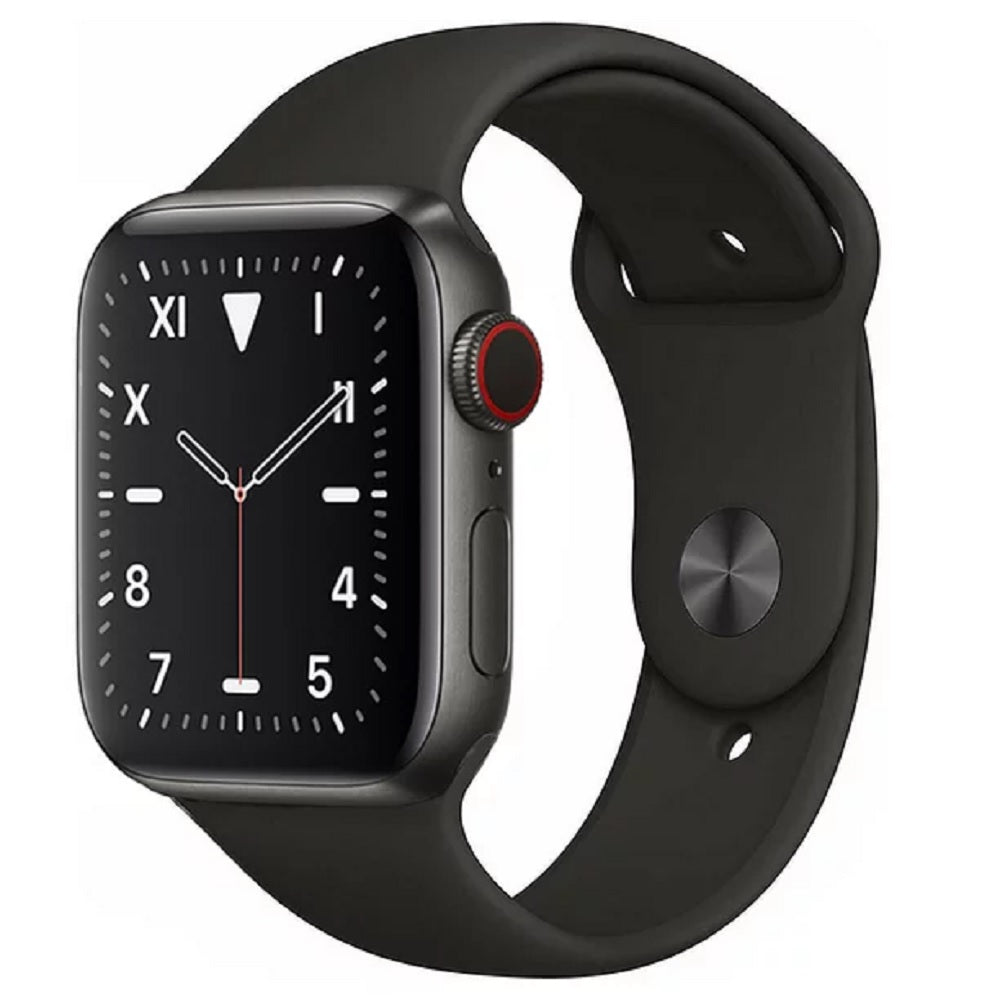 Apple Watch Series 5 GPS+LTE 44MM Titanium Space Gray Case & Black Sport Band (Certified Refurbished)