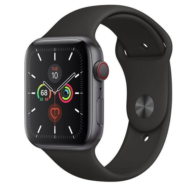 Apple Watch Series 5 (GPS + LTE) 44MM Dark Titanium Case Black Sport Band (Refurbished)