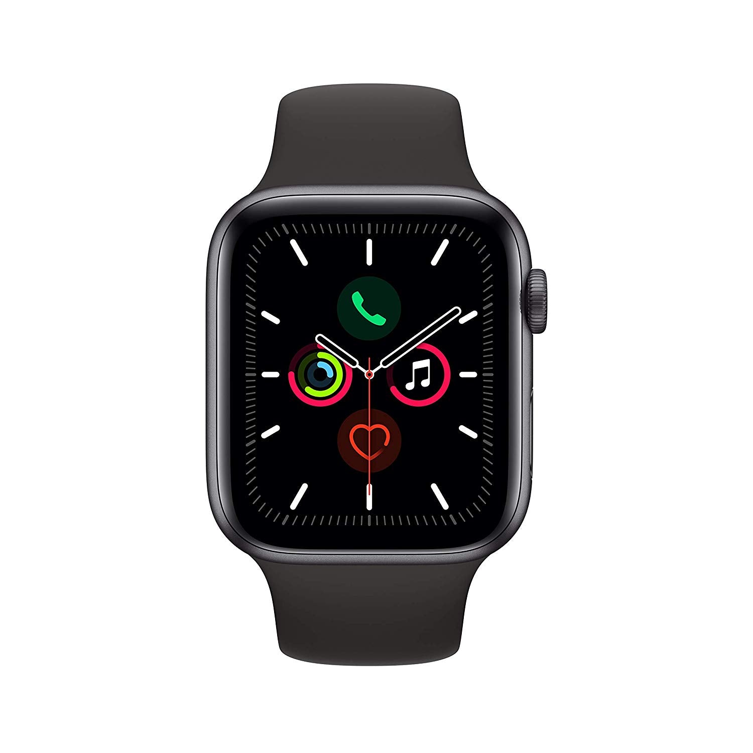 Apple Watch Series 5 (GPS + LTE) 44mm Space Gray Aluminum Case & Black Sport Band (Renewed)