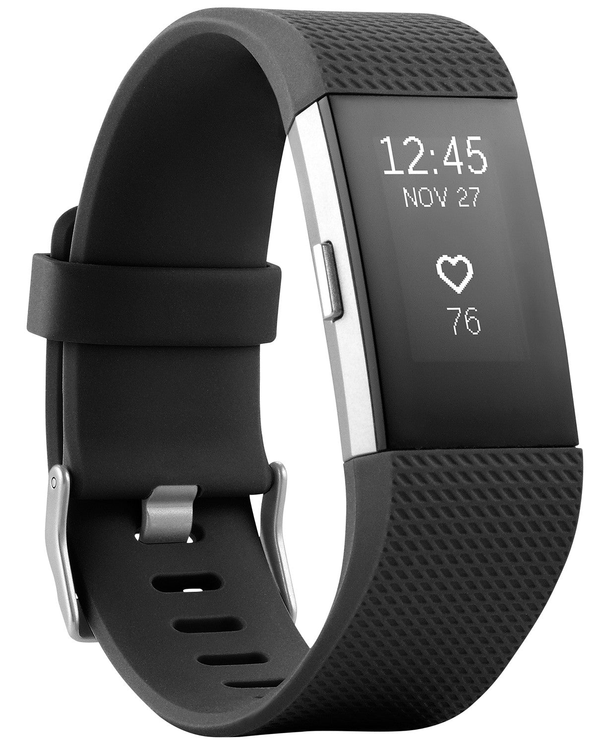 Fitbit Charge 2 Activity Tracker + Heart Rate, Large - Black / Silver (Certified Refurbished)