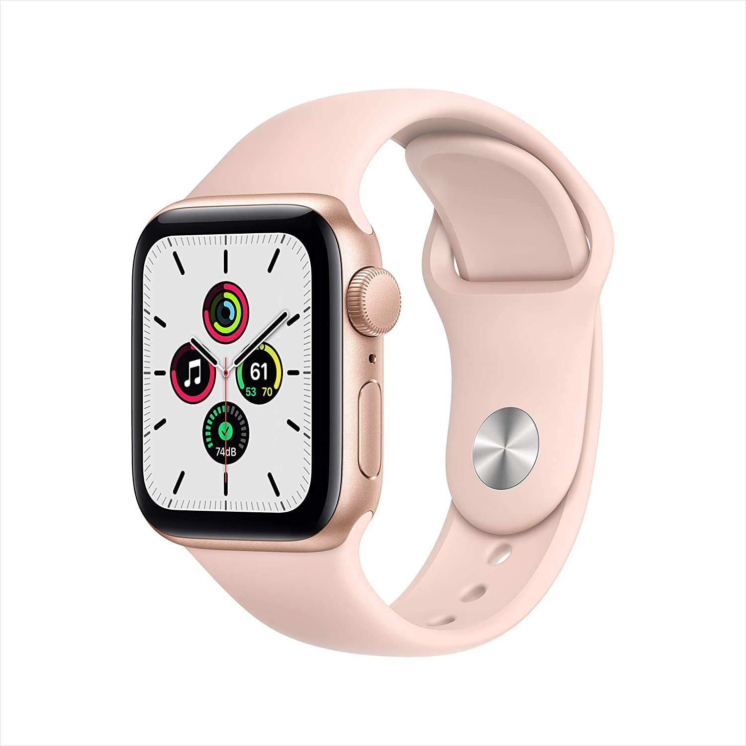 Apple Watch Series SE GPS w/ 40MM Gold Aluminum Case & Pink Sand Sport Band (Renewed)