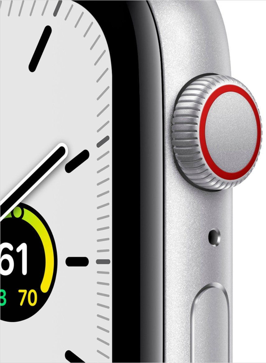 Apple Watch Series SE GPS+LTE w/ 44MM Silver Aluminum Case & White Sport Band (Certified Refurbished)