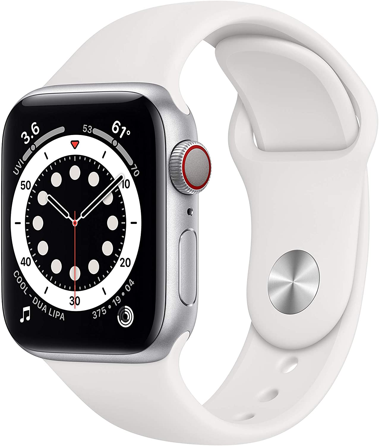 Apple Watch Series 6 (2020) 40mm GPS + Cellular - Silver Aluminum Case & White Sport (Pre-Owned)