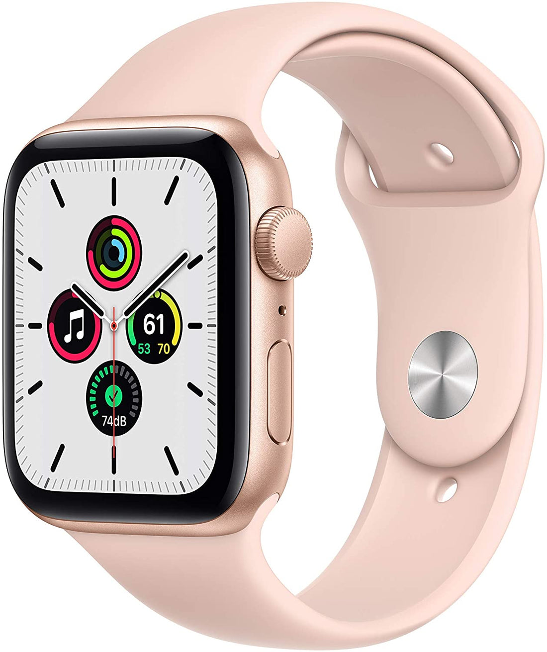 Apple Watch Series SE GPS w/ 44MM Gold Aluminum Case &amp; Pink Sand Sport Band (Certified Refurbished)