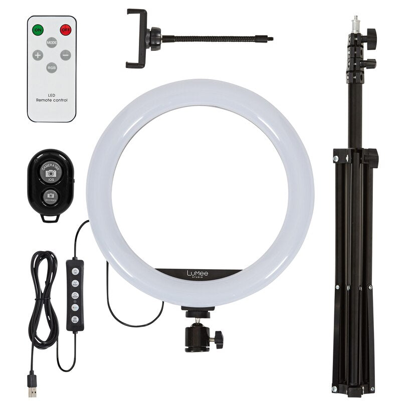 LuMee Studio 10in RGB Ring Light w/Tripod Stand - Black (Renewed)