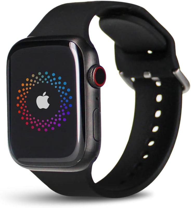 Apple Watch Series 7 (GPS + LTE) 41MM Space Black Titanium Case Black Sport Band (Renewed)