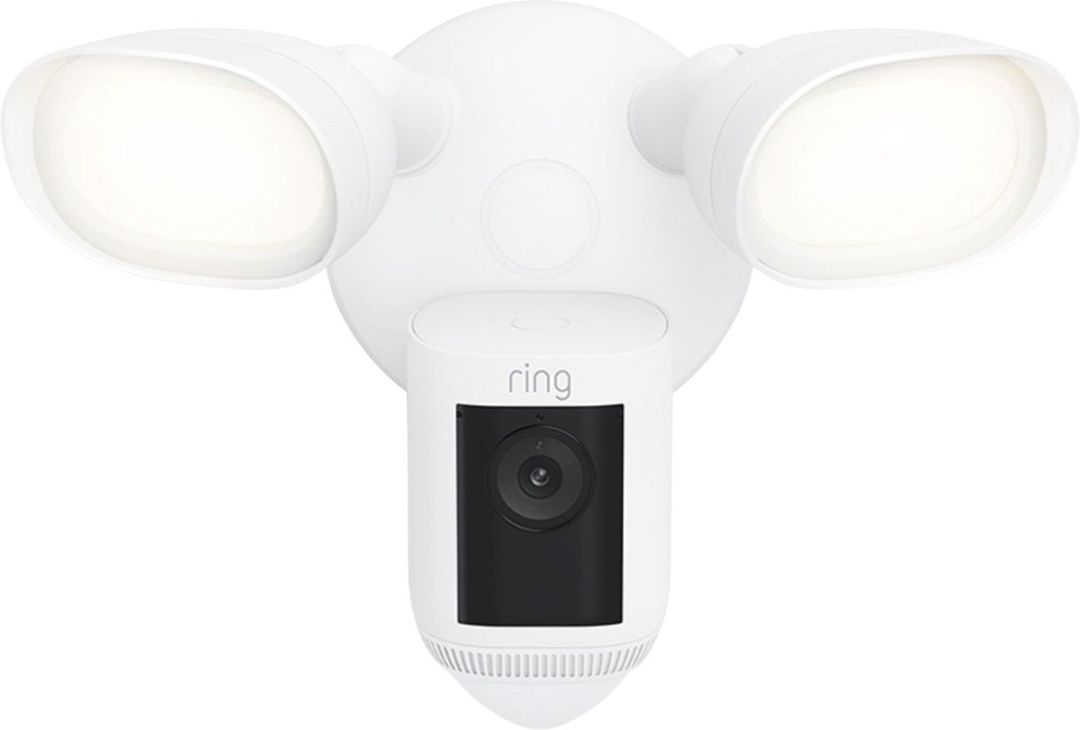 Ring Floodlight Cam Pro Wired Outdoor 2k Surveillance Camera w/3D Motion Detection - White (B08FCWRXQR) - Renewed