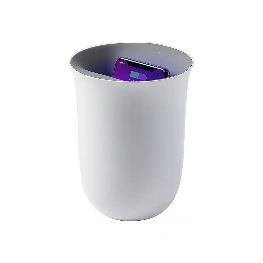 Lexon OBLIO 10W Qi Certified Wireless Cellphone Charger with UV Sanitizer - White (Renewed)