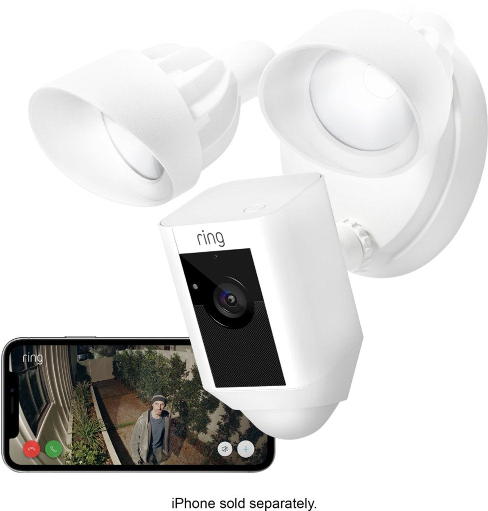 Ring Floodlight Security Cam w/ Motion Security Camera and Floodlight - White (Refurbished)