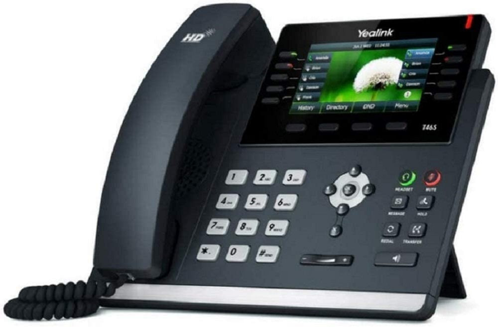 Yealink SIP-T46S IP Phone, 16 Lines, 4.3-Inch Color Display With Accessories (Renewed)