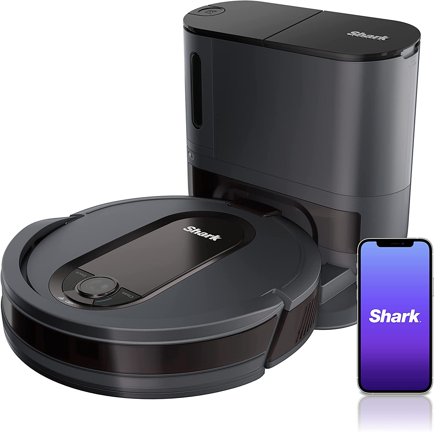Shark EZ Robot Vacuum RV912S w/Self-Empty Base Wifi 1 Brush - Dark Grey (Refurbished)