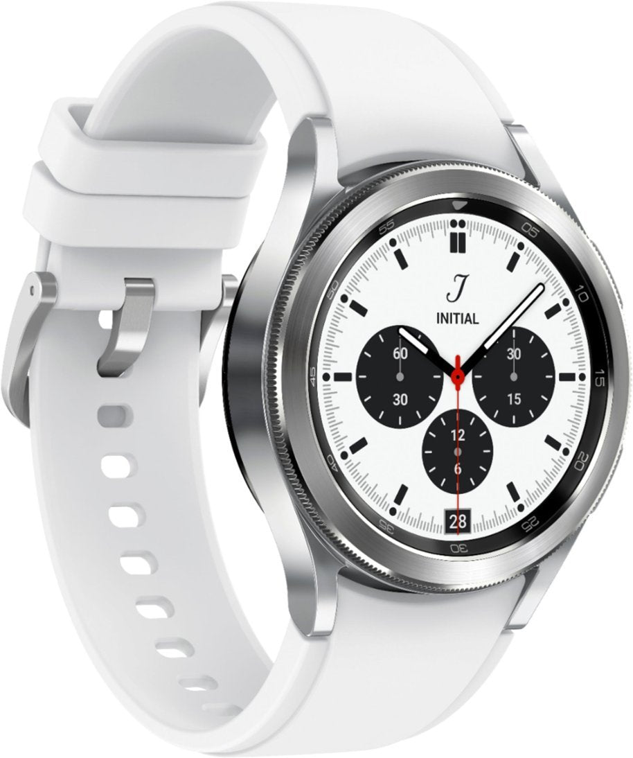 Samsung Galaxy Watch4 (WIFI, LTE, 42mm) Classic Silver Case & White Rubber Band (Certified Refurbished)