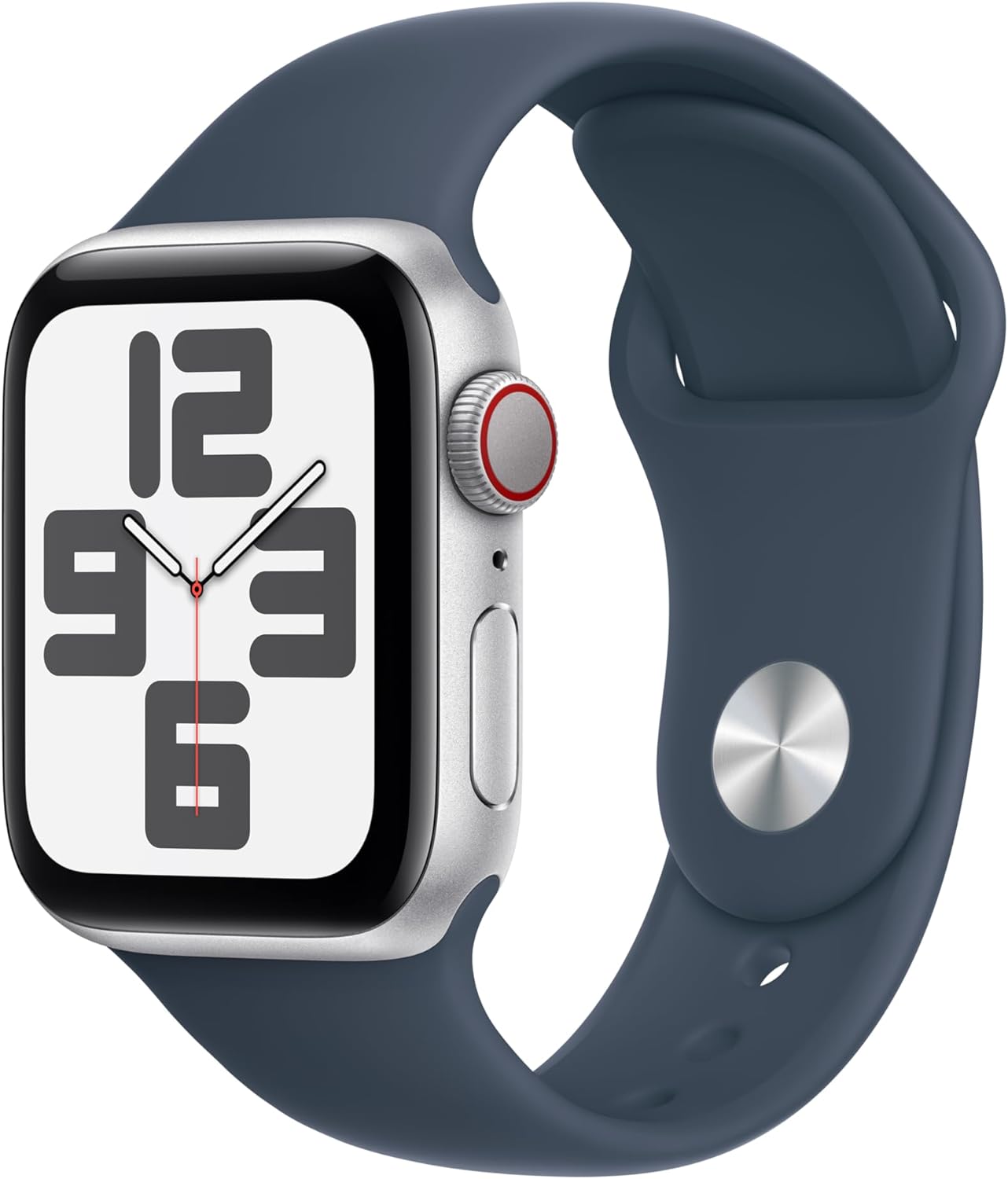 Apple Watch Series SE 2nd Gen (GPS+LTE) 40MM Silver Aluminum Case Storm Blue Sport Band (Certified Refurbished)