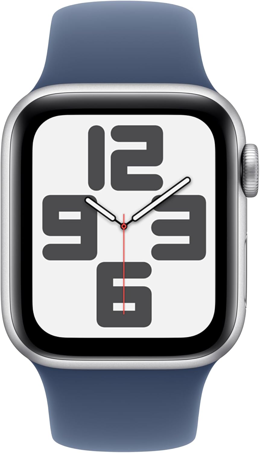 Apple Watch Series SE 2nd Gen (GPS+LTE) 44MM Silver Aluminum Case Denim Sport Band (Certified Refurbished)
