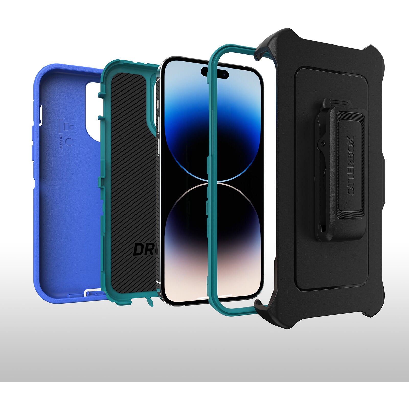 OtterBox DEFENDER SERIES Case for Apple iPhone 14 - Rain Check (Blue) (Certified Refurbished)