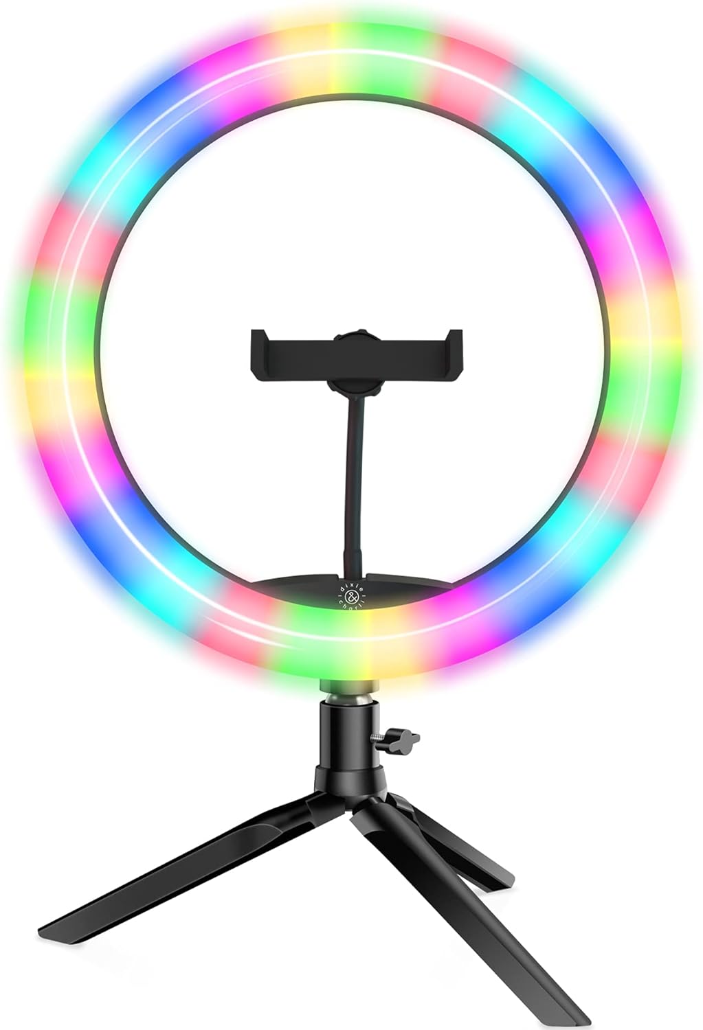 Dixie & Charli 10in Color LED Ring Light w/Stand Phone Holder & Remote - Black (Certified Refurbished)