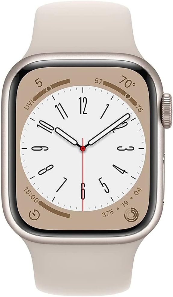 Apple Watch Series 8 (GPS + LTE) 45mm Starlight Aluminum Case & Starlight Sport Band (Renewed)