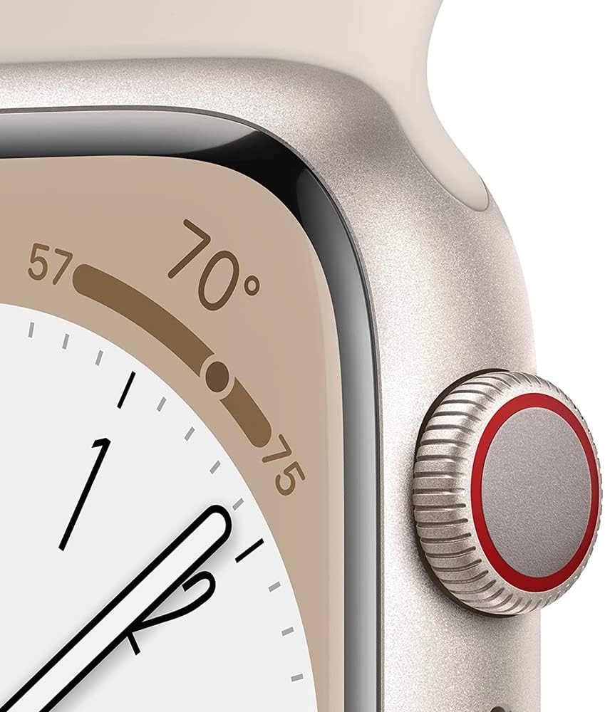 Apple Watch Series 8 (GPS + LTE) 45mm Starlight Aluminum Case & Starlight Sport Band (Renewed)