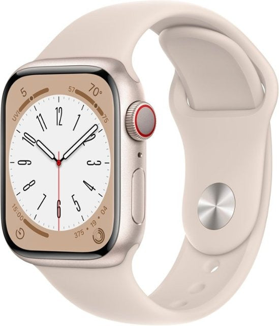 Apple Watch Series 8 GPS + LTE 45MM Starlight Aluminum Case Starlight Sport Band (Certified Refurbished)