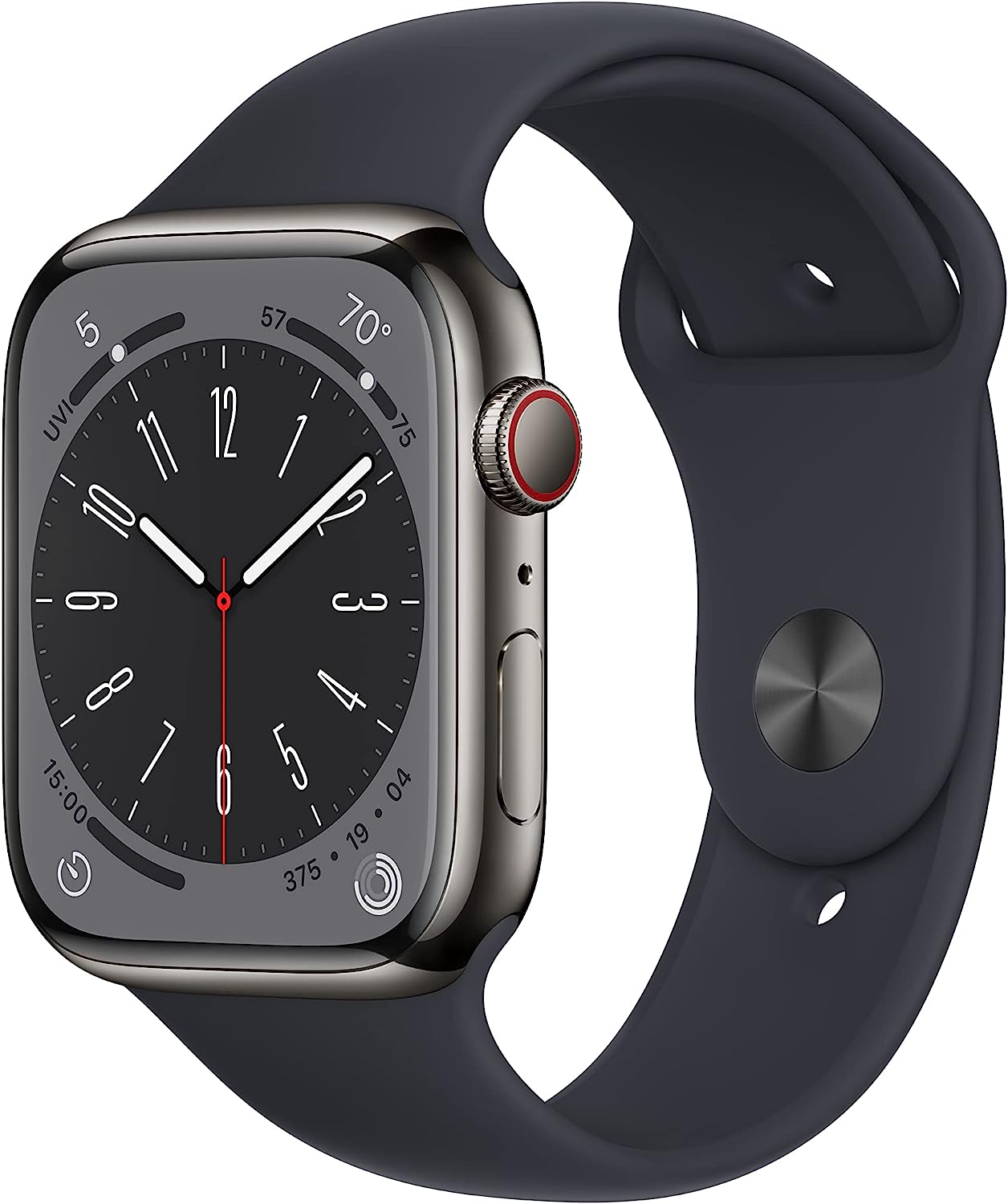 Apple Watch Series 8 (2022) 45mm GPS + Cellular - Graphite Stainless Steel Case & Midnight Band (Certified Refurbished)