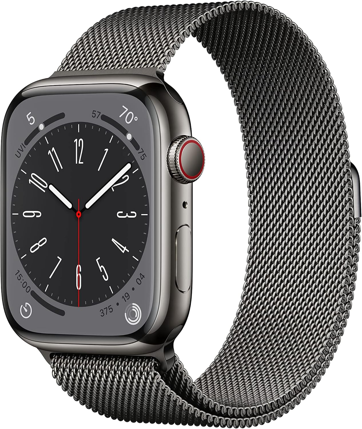 Apple Watch Series 8 (GPS + LTE) 45MM Graphite Stainless Steel Case Milanese Loop (Certified Refurbished)