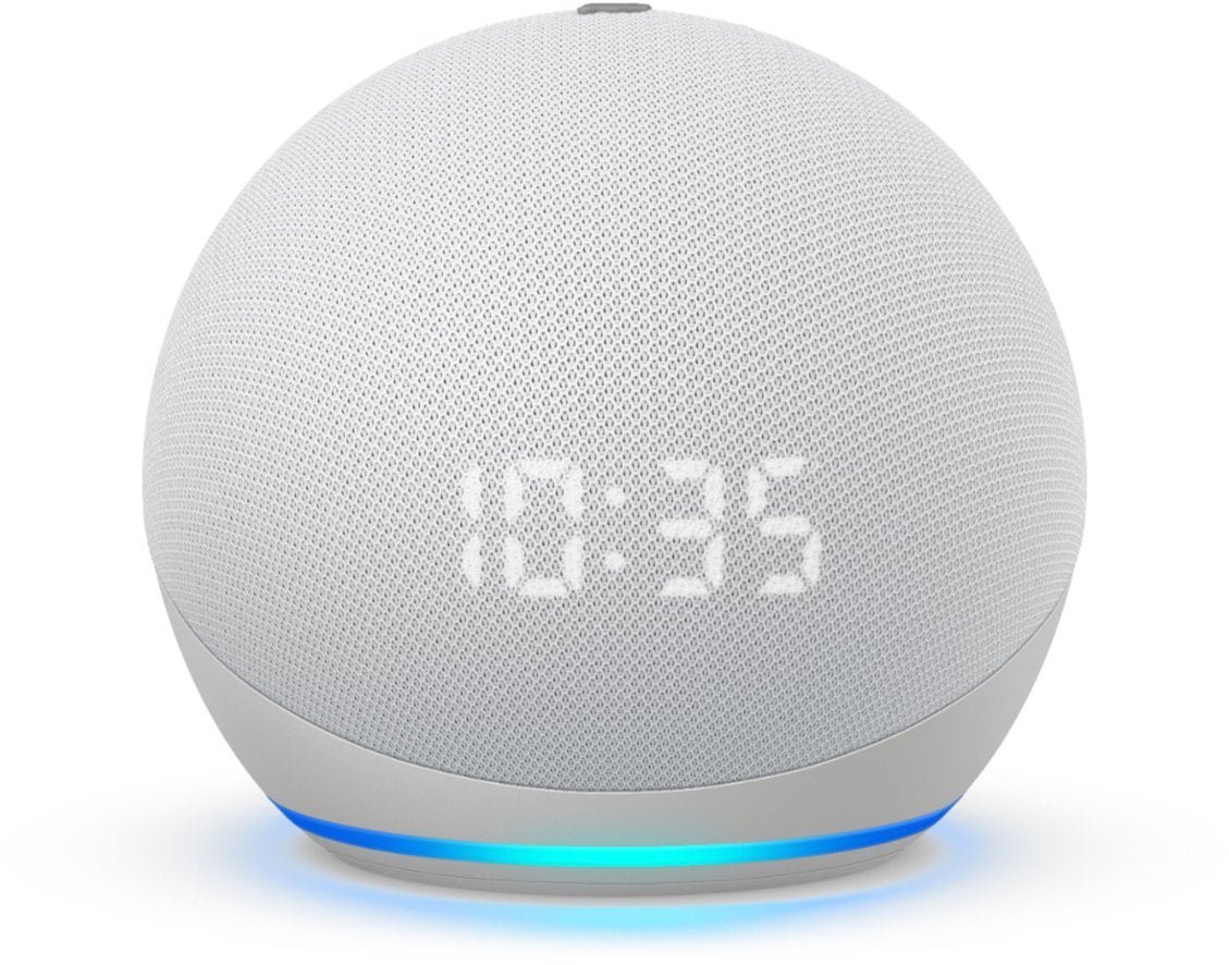 Amazon Echo Dot (4th Gen) Smart Speaker with Clock and Alexa - Glacier White (Certified Refurbished)