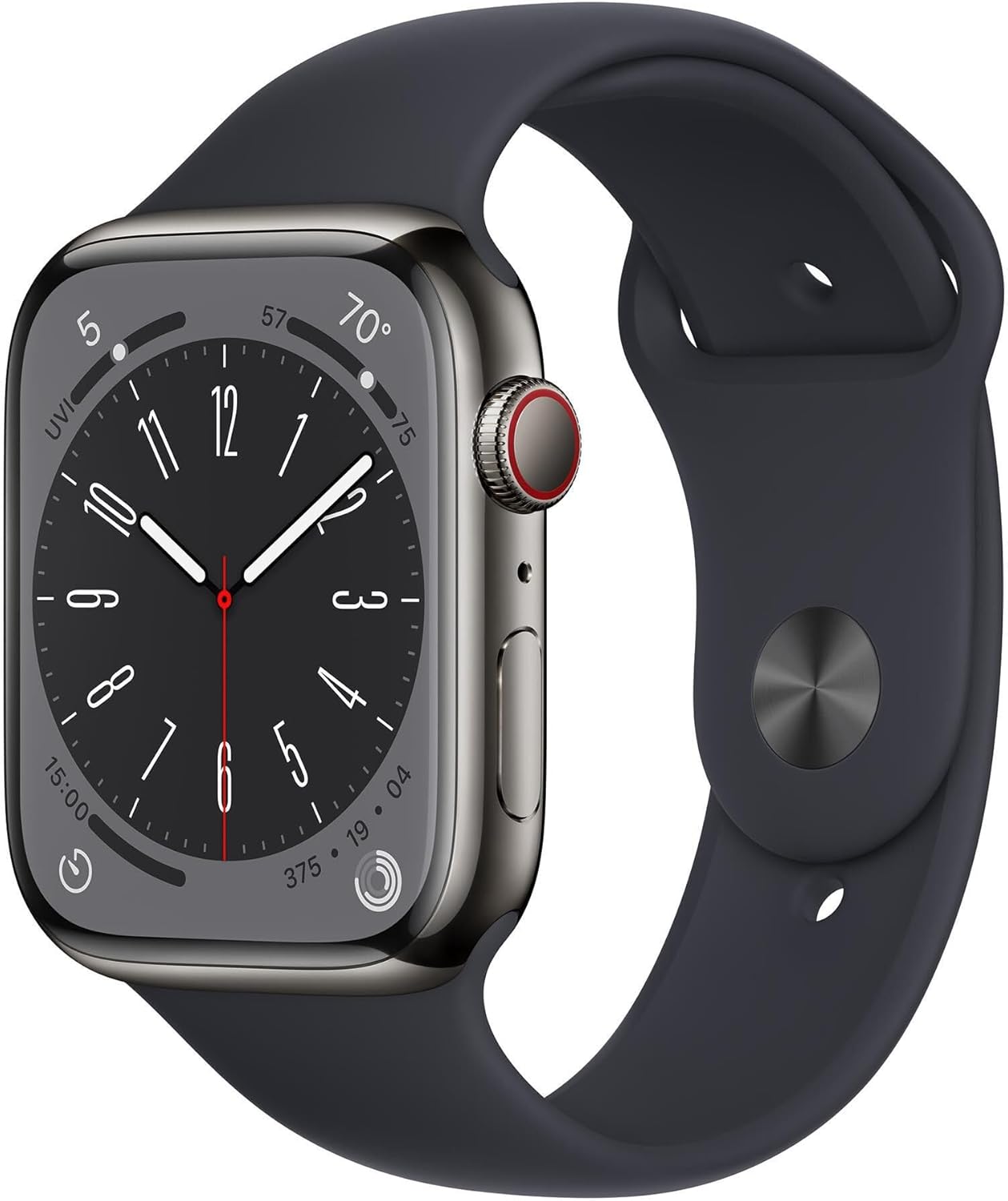 Apple Watch Series 8 (GPS + LTE) 41MM Graphite Stainless Steel Case Midnight Sport Band (Certified Refurbished)
