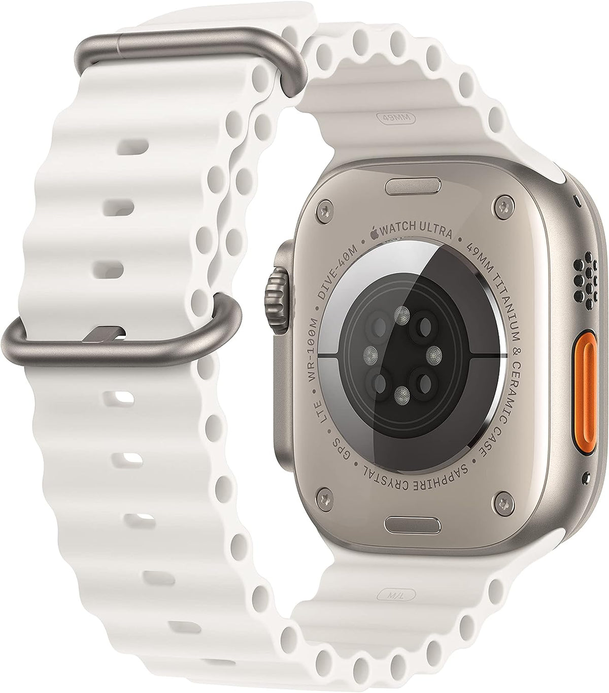 Apple Watch Series Ultra - Titanium Case w/ White Ocean Band, Unlocked, 49mm - Renewed