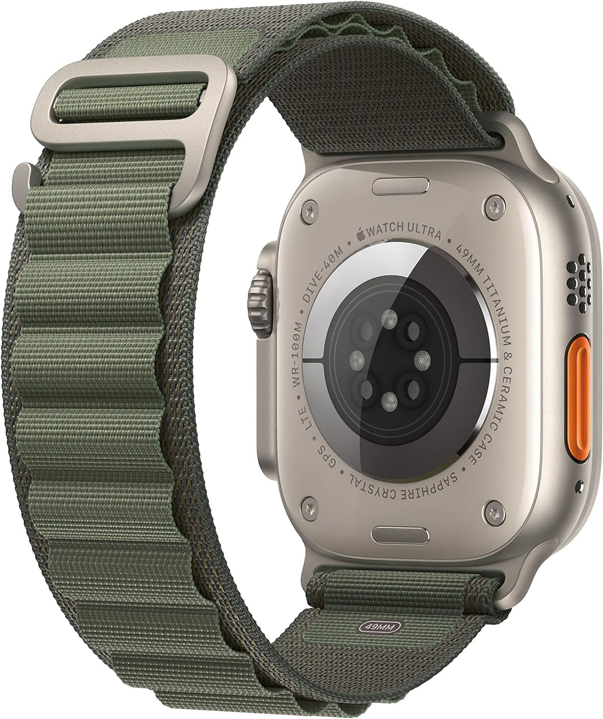 Apple Watch Series Ultra - Titanium Case w/ Large Green Alpine Loop Band, Unlocked, 49mm - Renewed