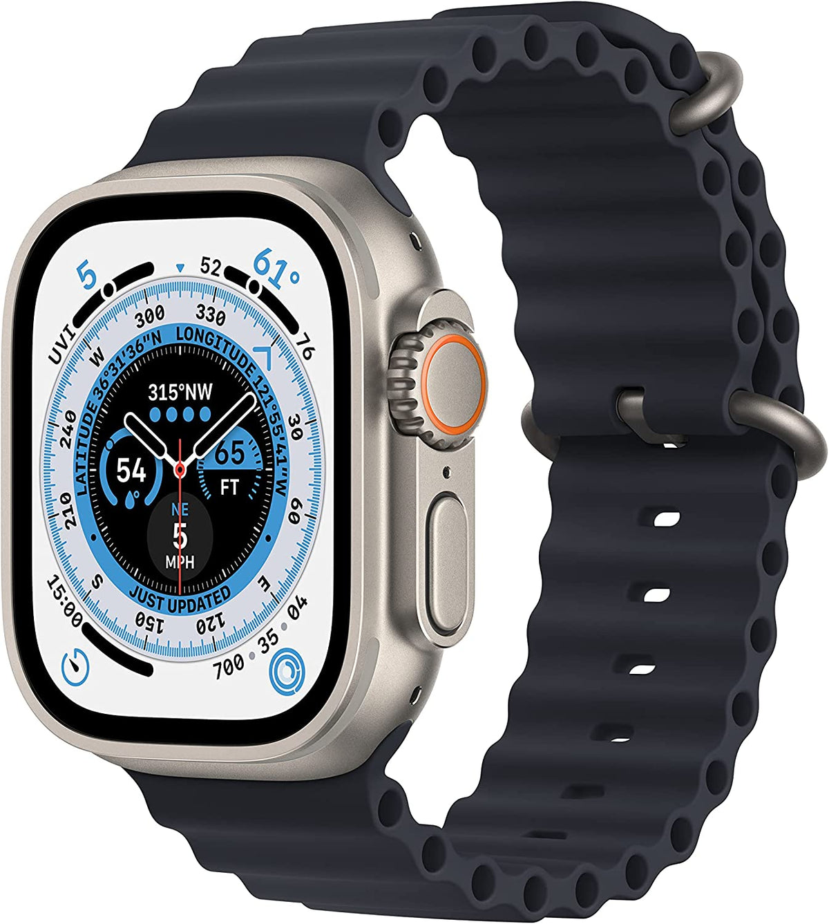 Apple Watch Series Ultra - Titanium Case w/ Midnight Ocean Band, Unlocked, 49mm - Renewed