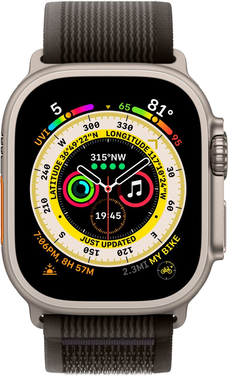 Apple Watch Series Ultra - Titanium Case w/ M/L Black Tail Loop Band, Unlocked, 49mm - Renewed