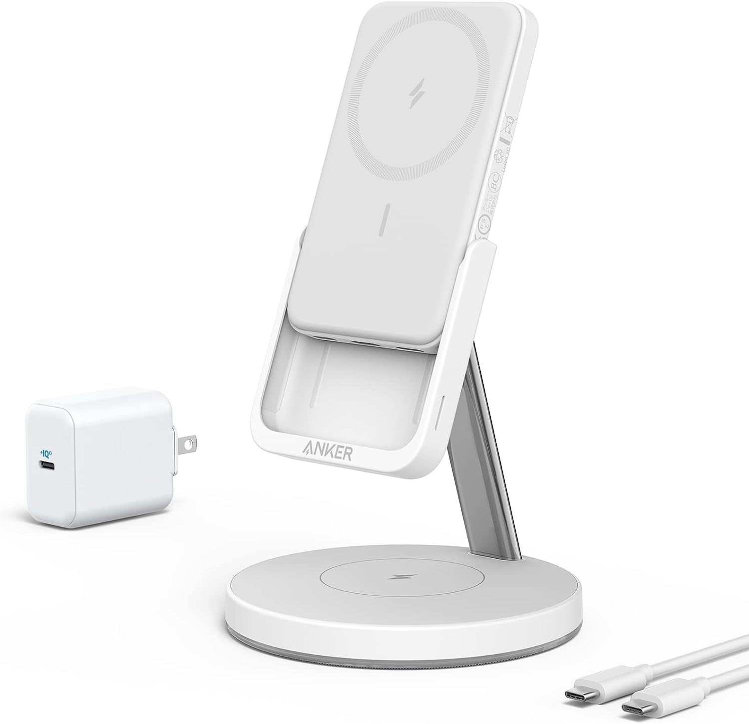 Anker 633 MagGo 2-in-1 Wireless Charging Station - White (Refurbished)