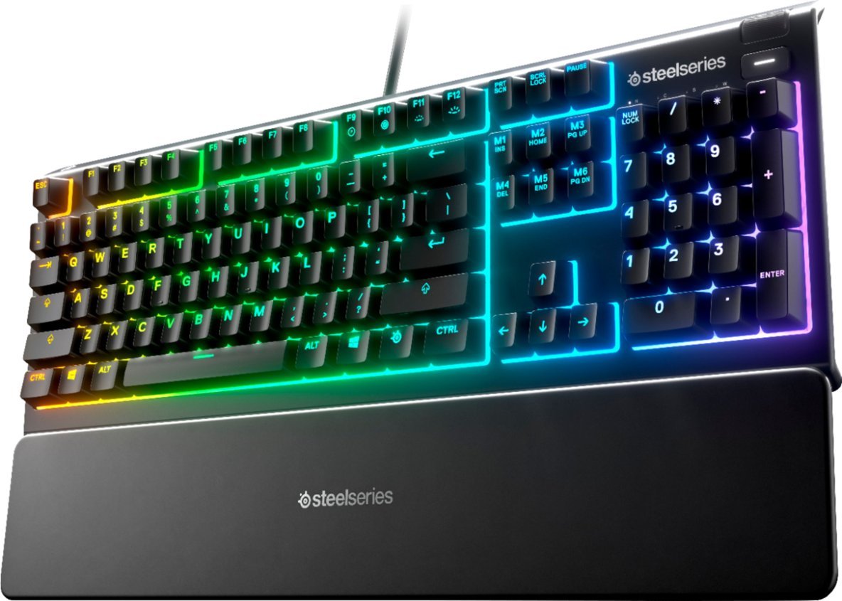 SteelSeries Apex 3 Full Size Wired IP32 Water Resistant Gaming Keyboard - Black (New)