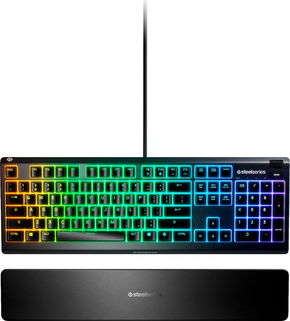 SteelSeries Apex 3 Full Size Wired IP32 Water Resistant Gaming Keyboard - Black (New)