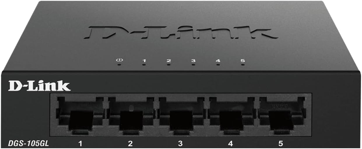 D-Link DGS-105GL 5-Port Gigabit Desktop Switch - Black (Renewed)