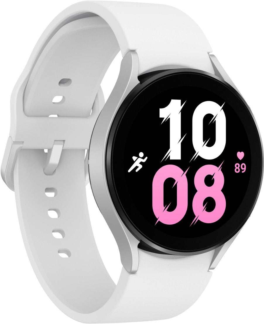 Samsung Galaxy Watch5 (44mm) (Wifi + LTE) White Rubber Band - Silver (Renewed)