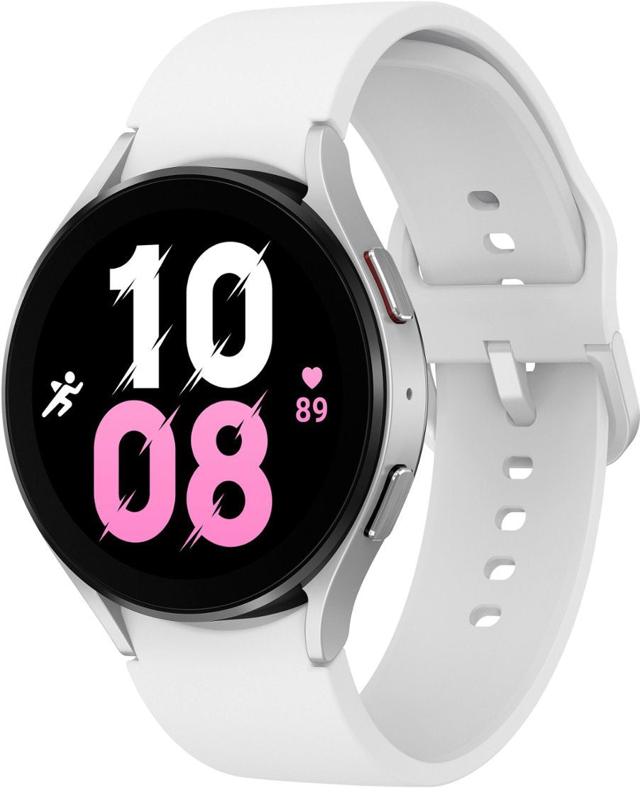 Samsung Galaxy Watch5 (44mm) (Wifi + LTE) White Rubber Band - Silver (Renewed)