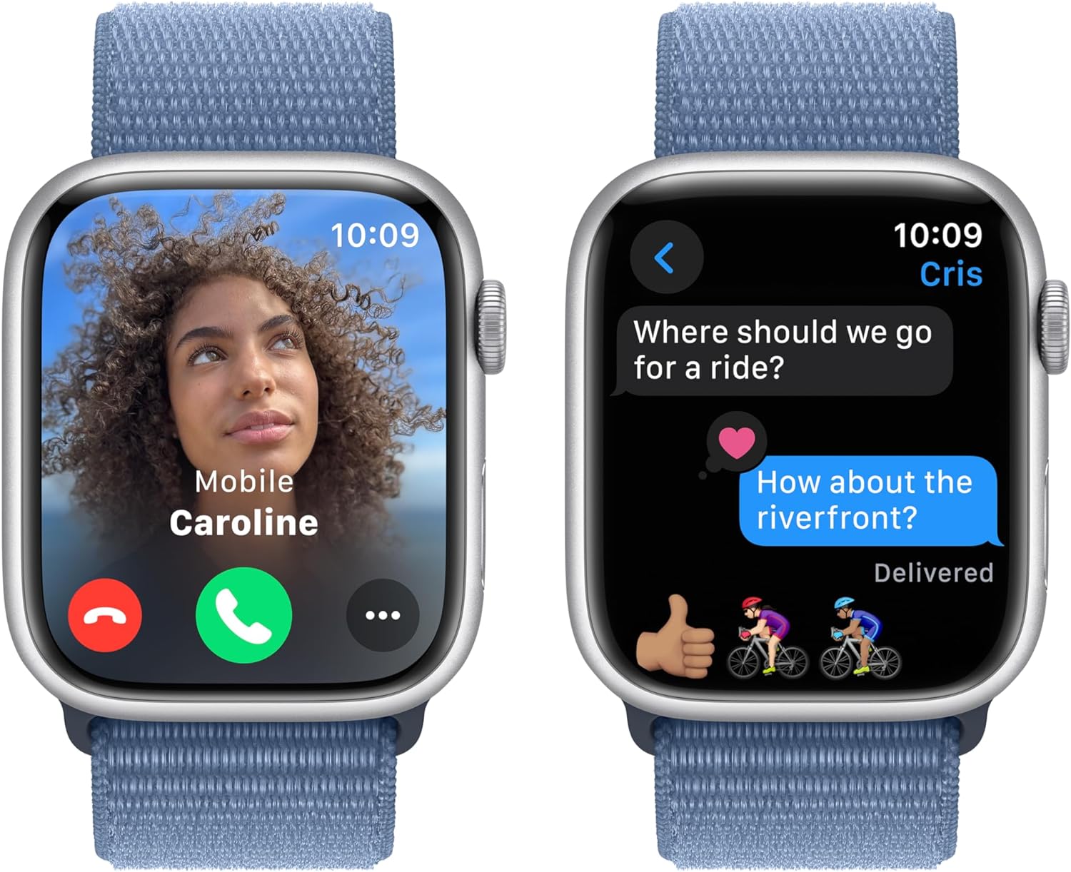 Apple Watch Series 9 (GPS) 45mm Silver Aluminum Case Winter Blue Sport Loop (Certified Refurbished)